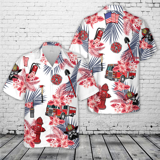 Firefighter Tropical Hawaiian Shirt