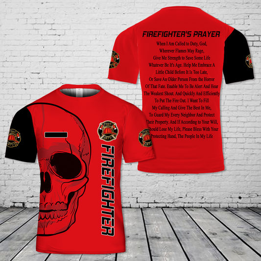 Custom Name Firefighters Prayer First Responder 3D T-Shirt