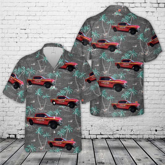 Firehouse Subs Branded Pick-Up “Firetruck” Hawaiian Shirt