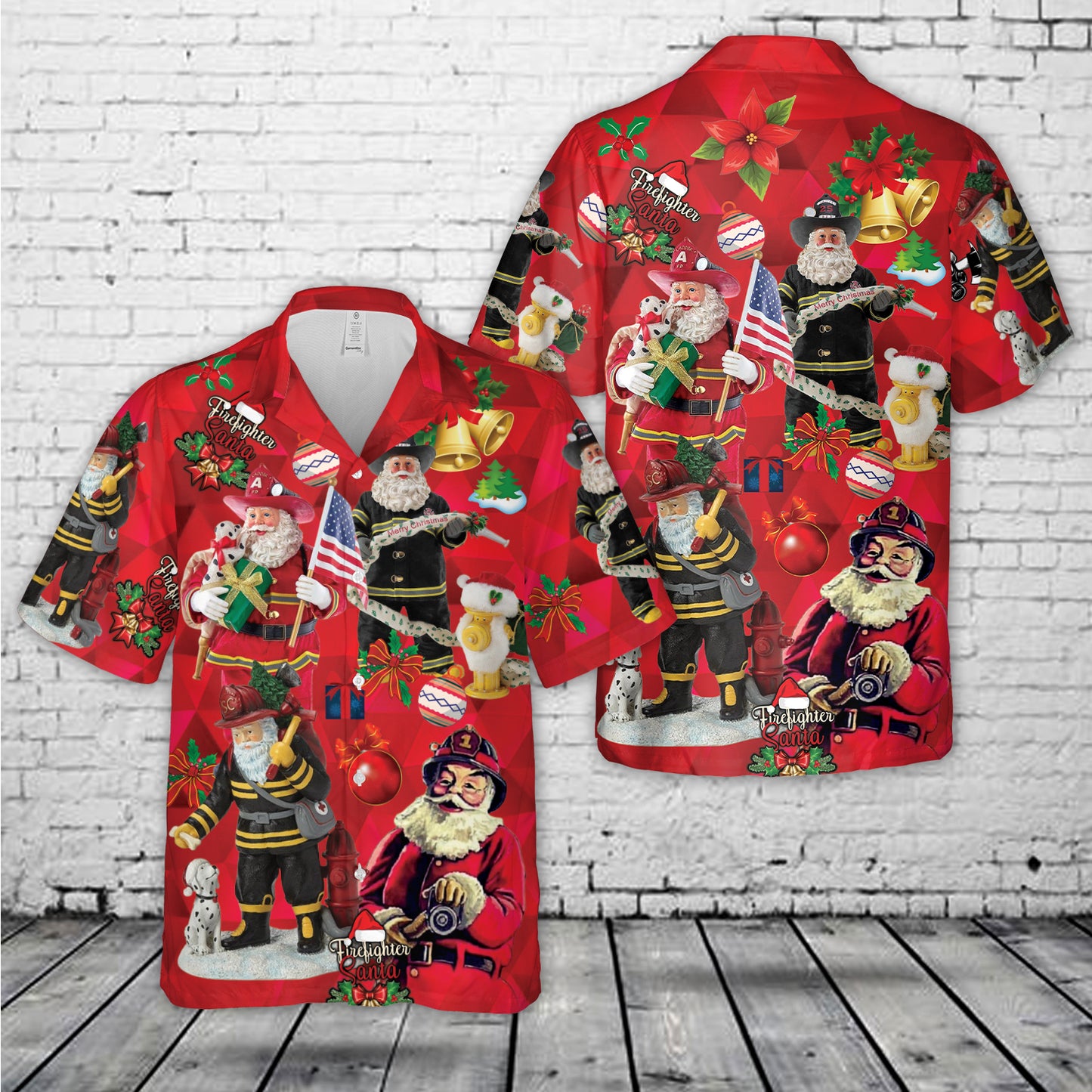 Fireman Santa Christmas Hawaiian Shirt