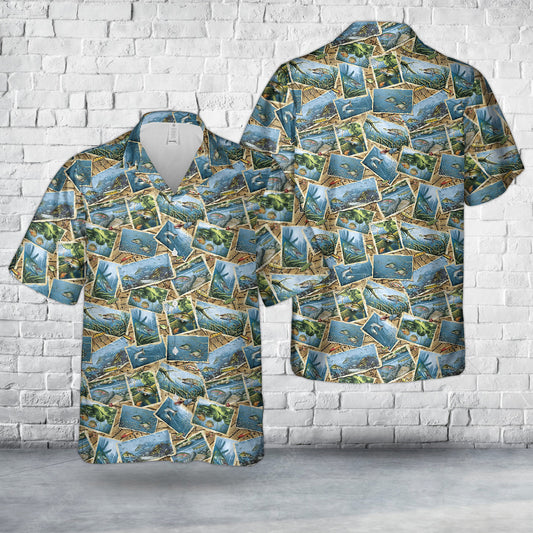 Fish Postcard Toss Hawaiian Shirt
