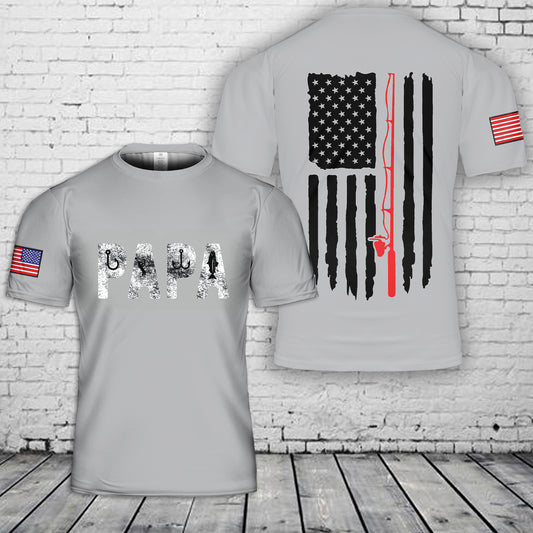 Fishing American Papa Flag 3D T-Shirt