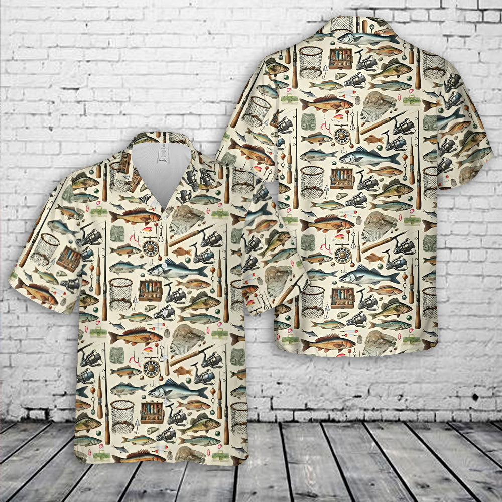 Fishing Pattern Hawaiian Shirt