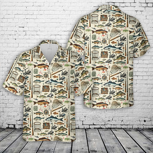 Fishing Pattern Hawaiian Shirt