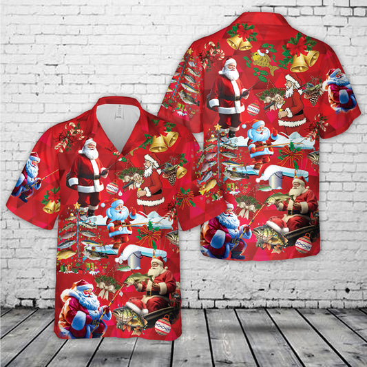 Fishing Santa Claus Christmas Hawaiian Shirt