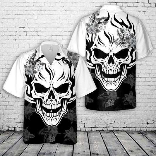 Flaming Skull Hawaiian Shirt