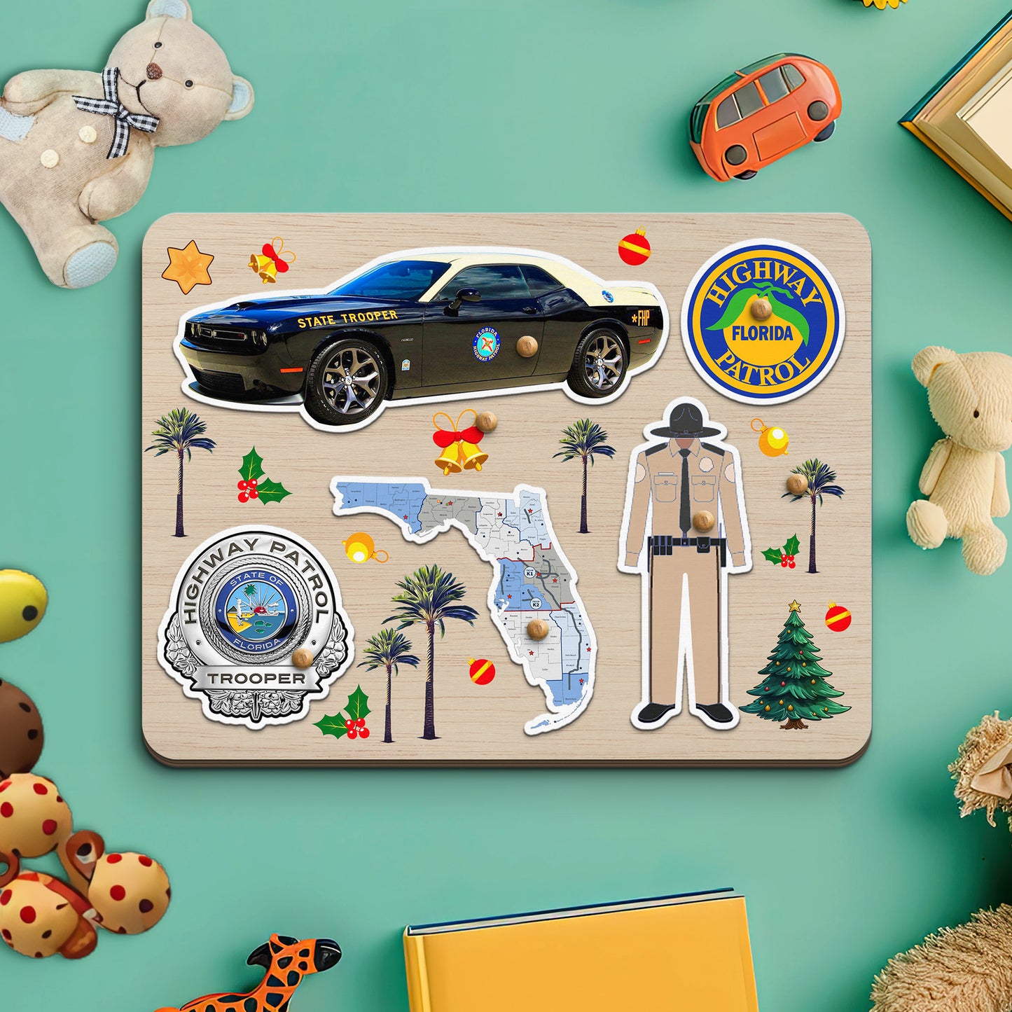 Florida Highway Patrol Wooden Puzzle Board