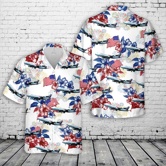 Flying Tiger Line Boeing 747-200, 4th Of July Hawaiian Shirt