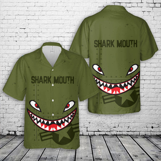 Flying Tiger Shark Mouth Hawaiian Shirt
