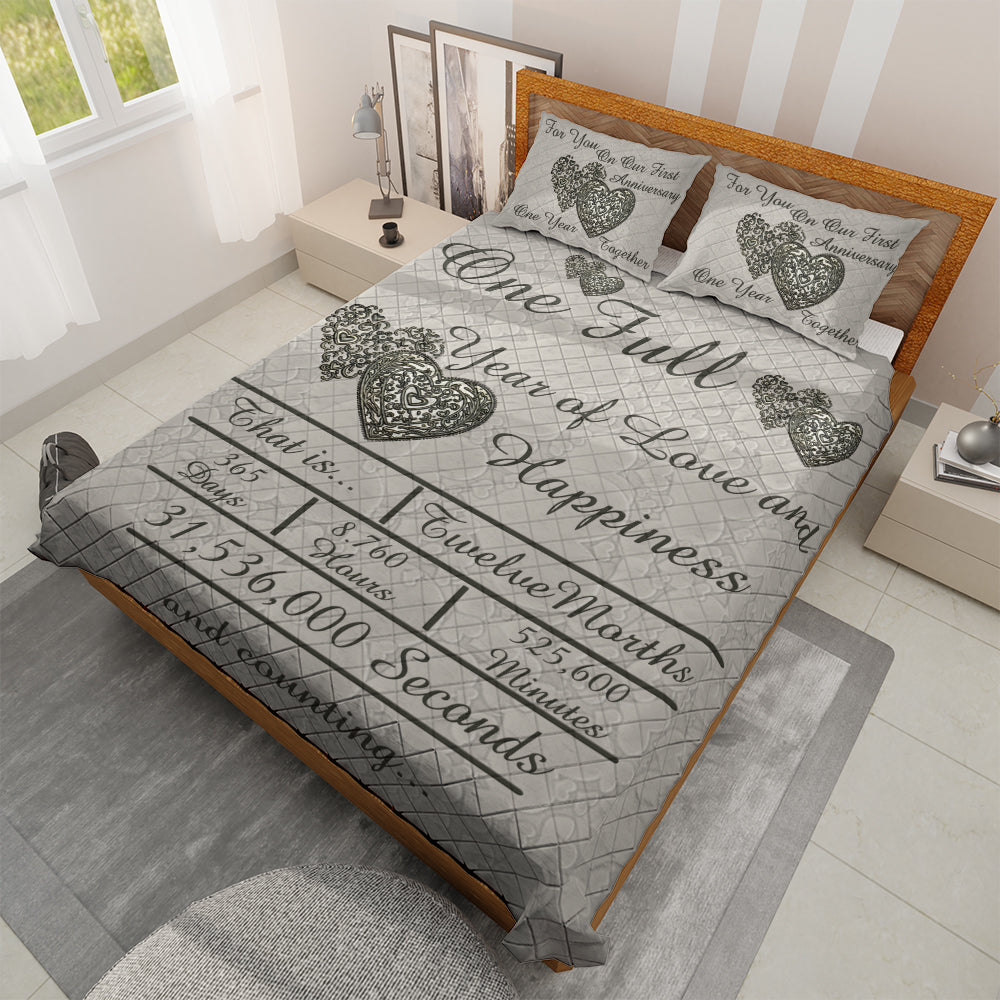 For You on Our First Anniversary Quilt Bedding Set