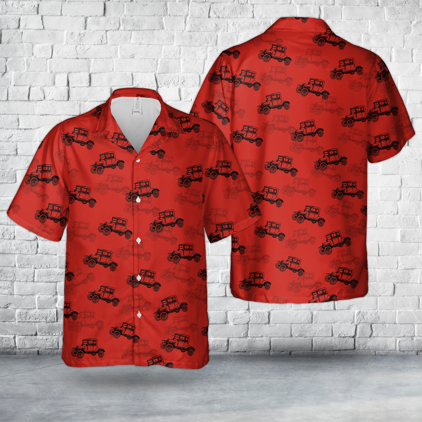 Ford Model-T Highboy Vintage Car Silhouette Hawaiian Shirt