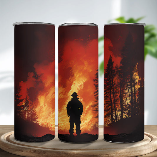 Forest Firefighter Skinny Tumbler Stainless Steel with Lids 20OZ
