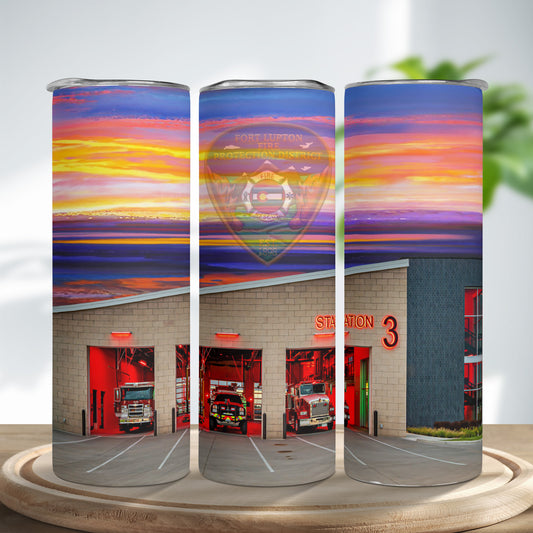 Fort Lupton, Colorado, FORT LUPTON FIRE STATION NO. 3 Skinny Tumbler Stainless Steel with Lids 20OZ