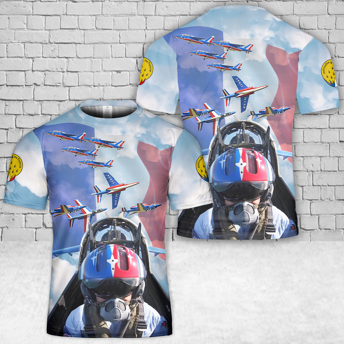 French Air and Space Force Patrouille de France (PAF) precision aerobatics demonstration T-Shirt 3D