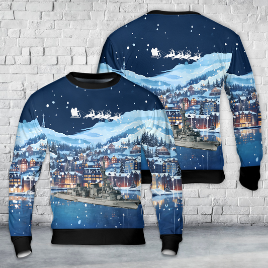 French Navy Georges Leygues (D640) Georges Leygues-class Frigate Christmas AOP Sweater