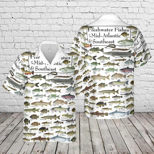Freshwater Fishes of The Mid-Atlantic & Southeast Hawaiian Shirt
