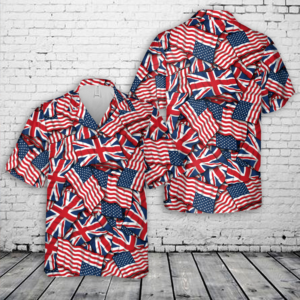Friendship Flag USA UK Hawaiian Shirt