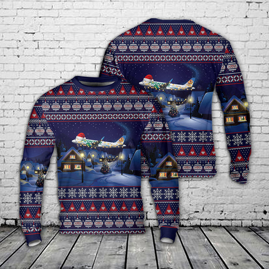 Frontier Airlines Airbus A320-251N Christmas AOP Sweater