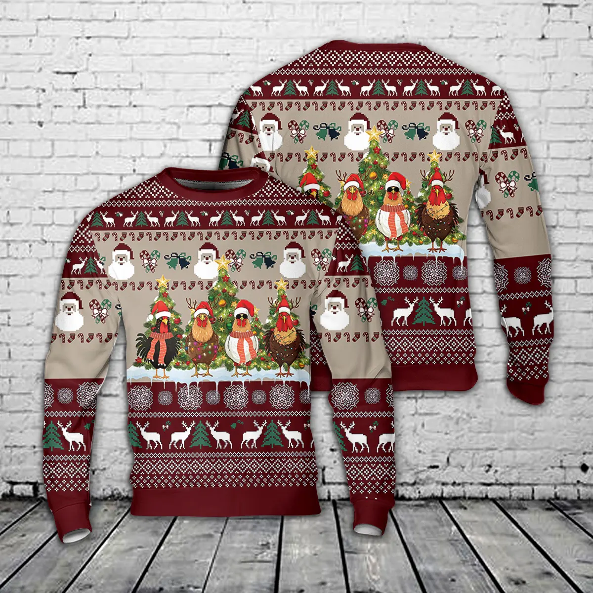 Funny Christmas Chickens AOP Christmas Sweater