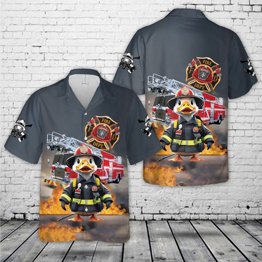 Funny Duck Fire Department Hawaiian Shirt