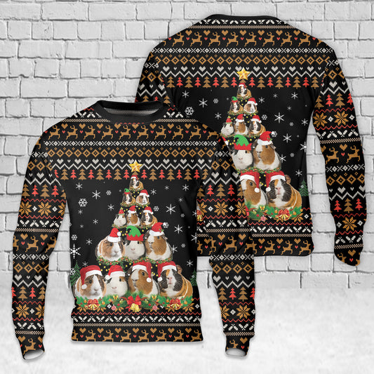 Funny Guinea Pig Christmas Tree Christmas AOP Sweater