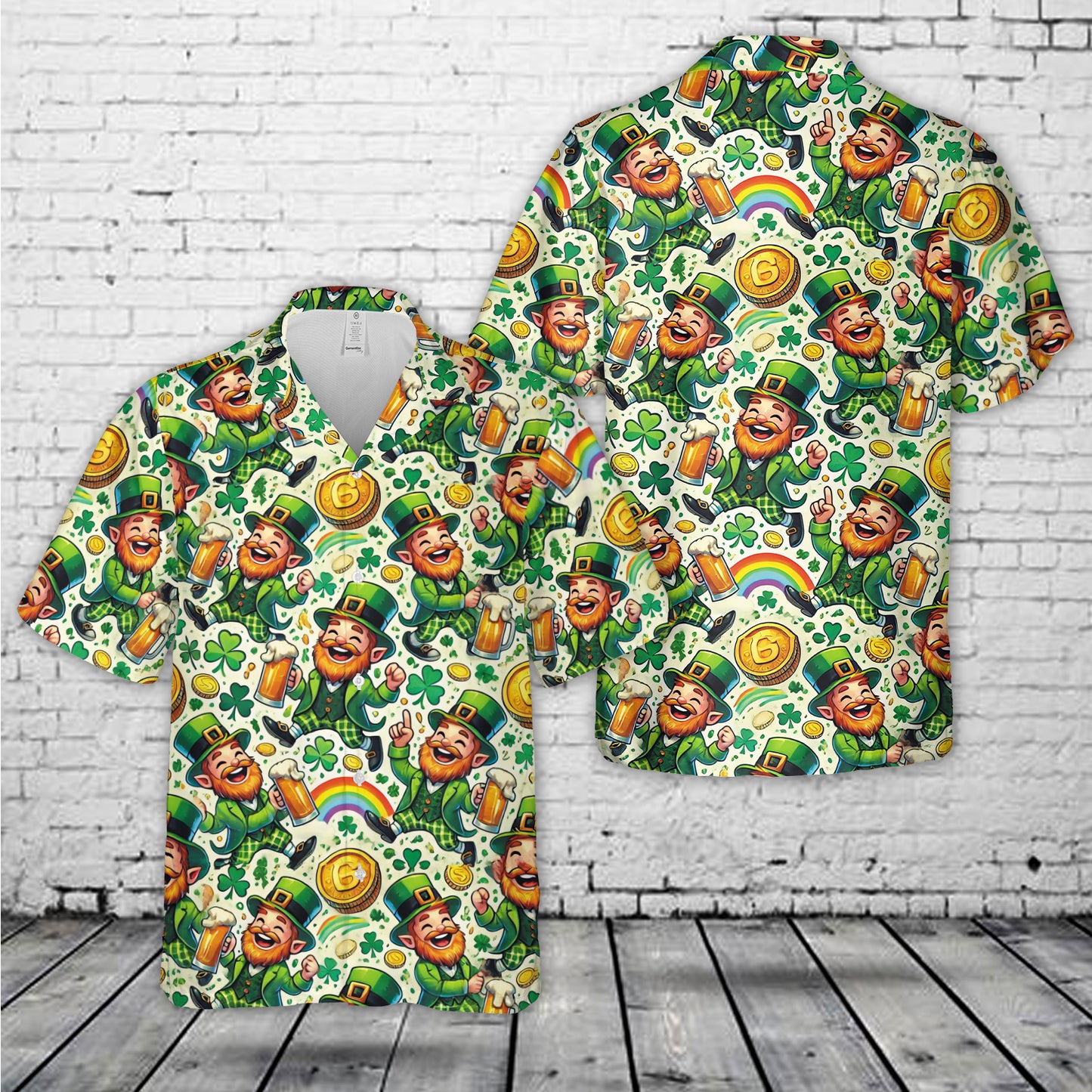 Funny Leprechaun St. Patrick's Day Seamless Hawaiian Shirt