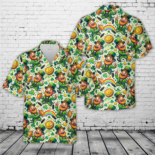 Funny Leprechaun St. Patrick's Day Seamless Hawaiian Shirt
