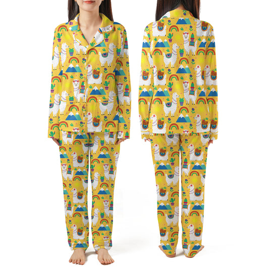 Funny Llama Cacti AOP Pajamas Set