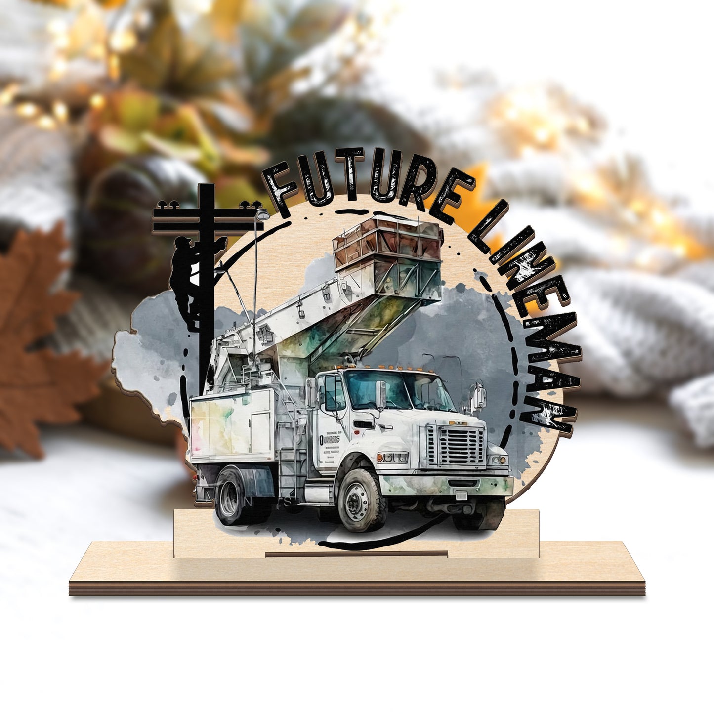 Future Lineman Custom Shape Wood Standee