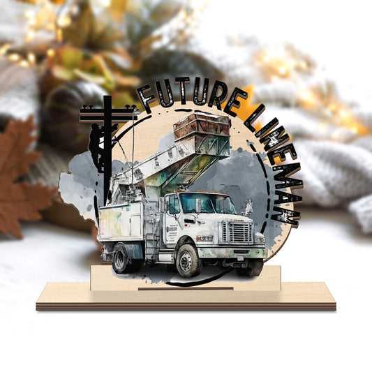Future Lineman Custom Shape Wood Standee