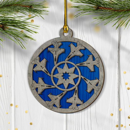 General Dynamics F-16 Fighting Falcon Christmas 2-layered Wood Ornament