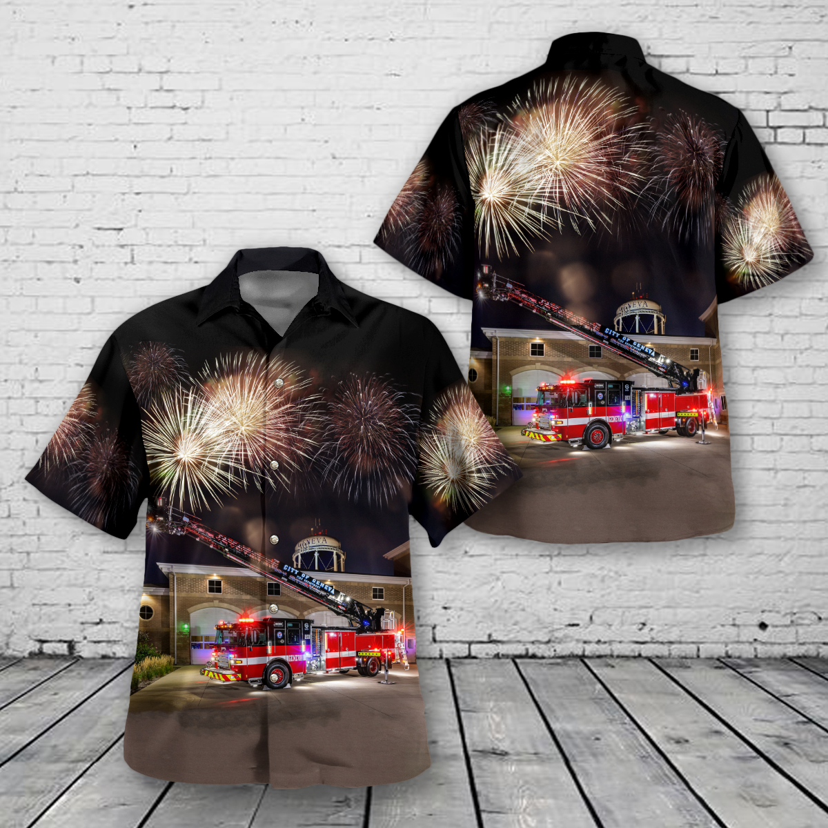 Geneva, Illinois, Geneva Fire Department Happy New Year Hawaiian Shirt