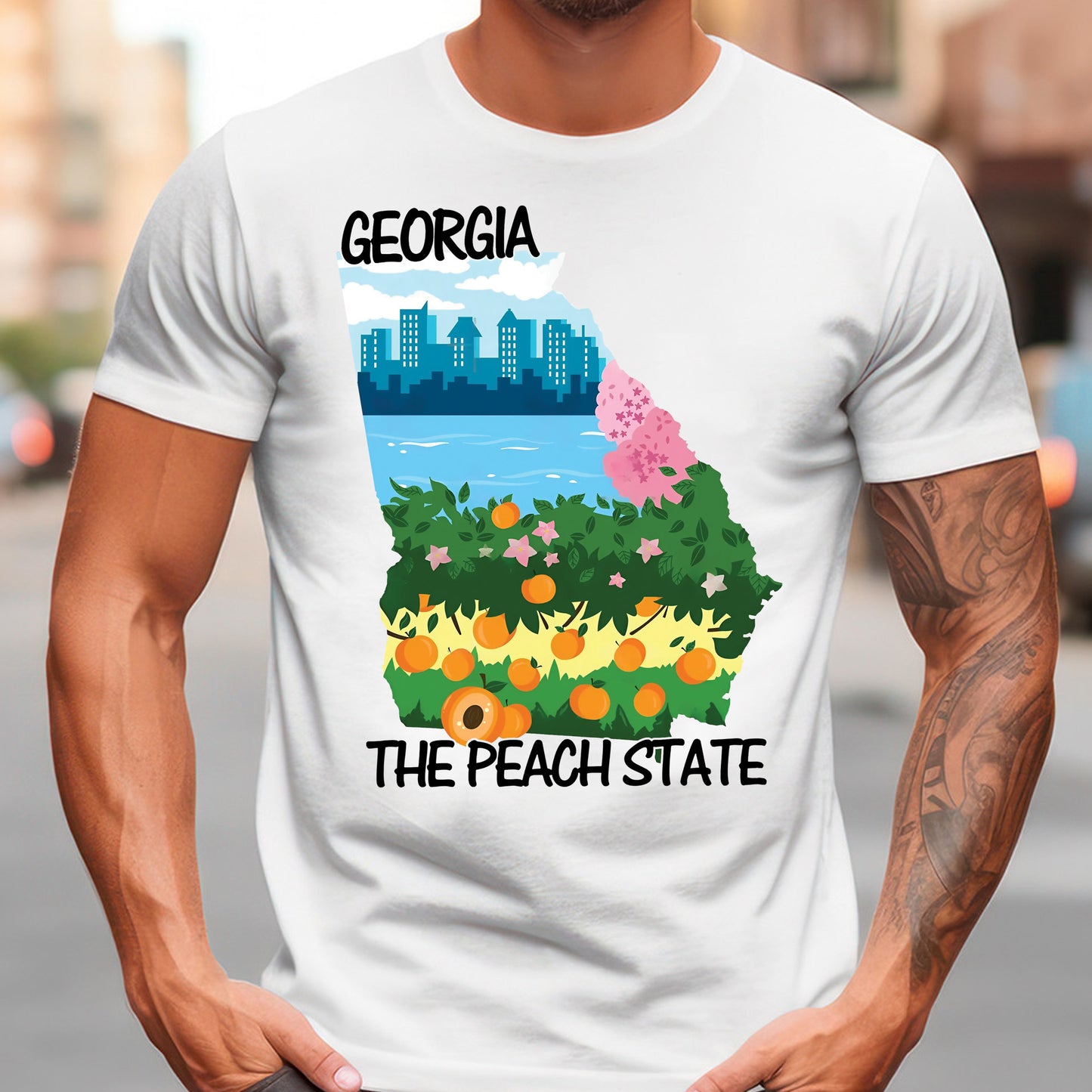 Georgia The Peach State Classic Unisex T-Shirt Gildan 5000 (Made In US)
