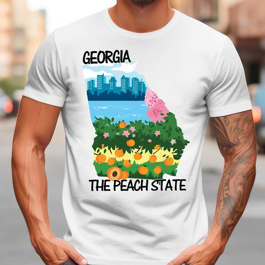 Georgia The Peach State Classic Unisex T-Shirt Gildan 5000 (Made In US)