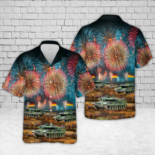 German Army Leopard 2 A7V German Unity Day Celebration Anniversary Fireworks Hawaiian Shirt