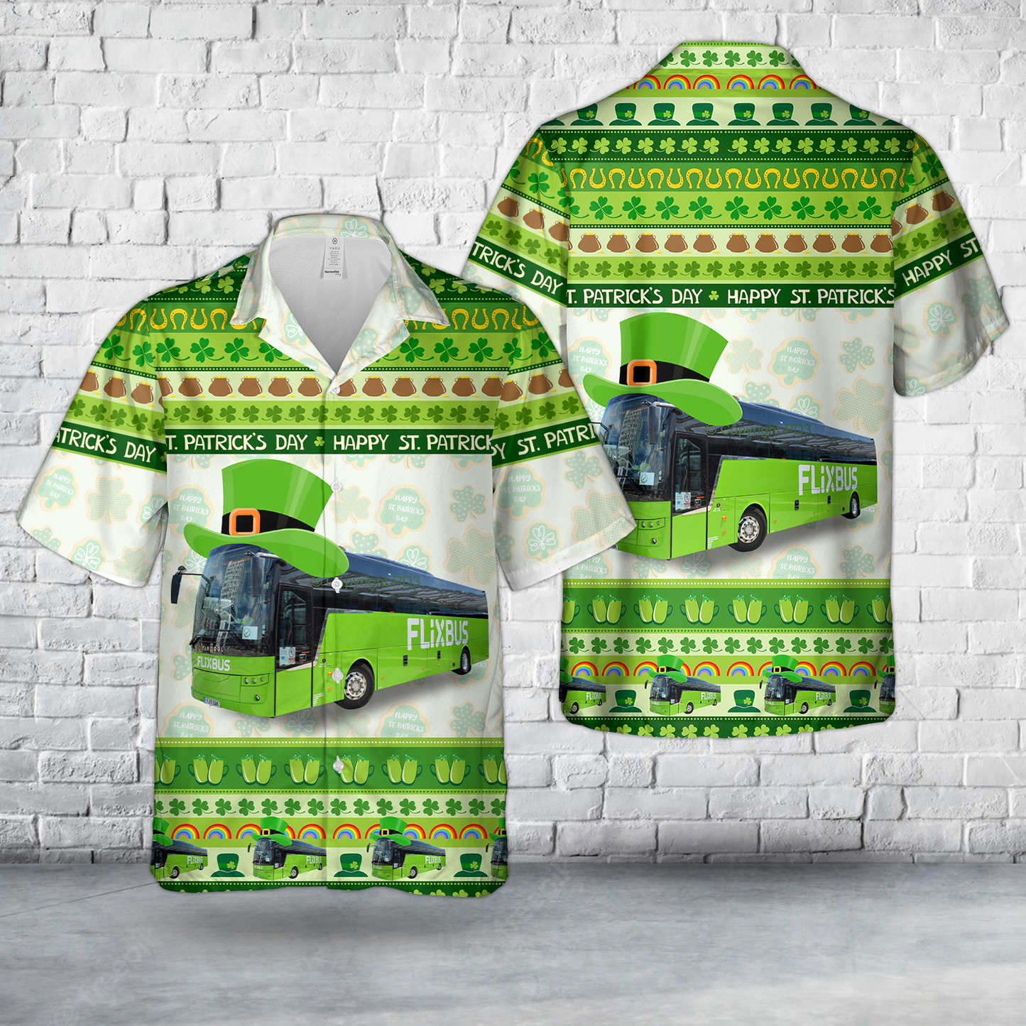 German Flixbus, St Patrick's Day Hawaiian Shirt
