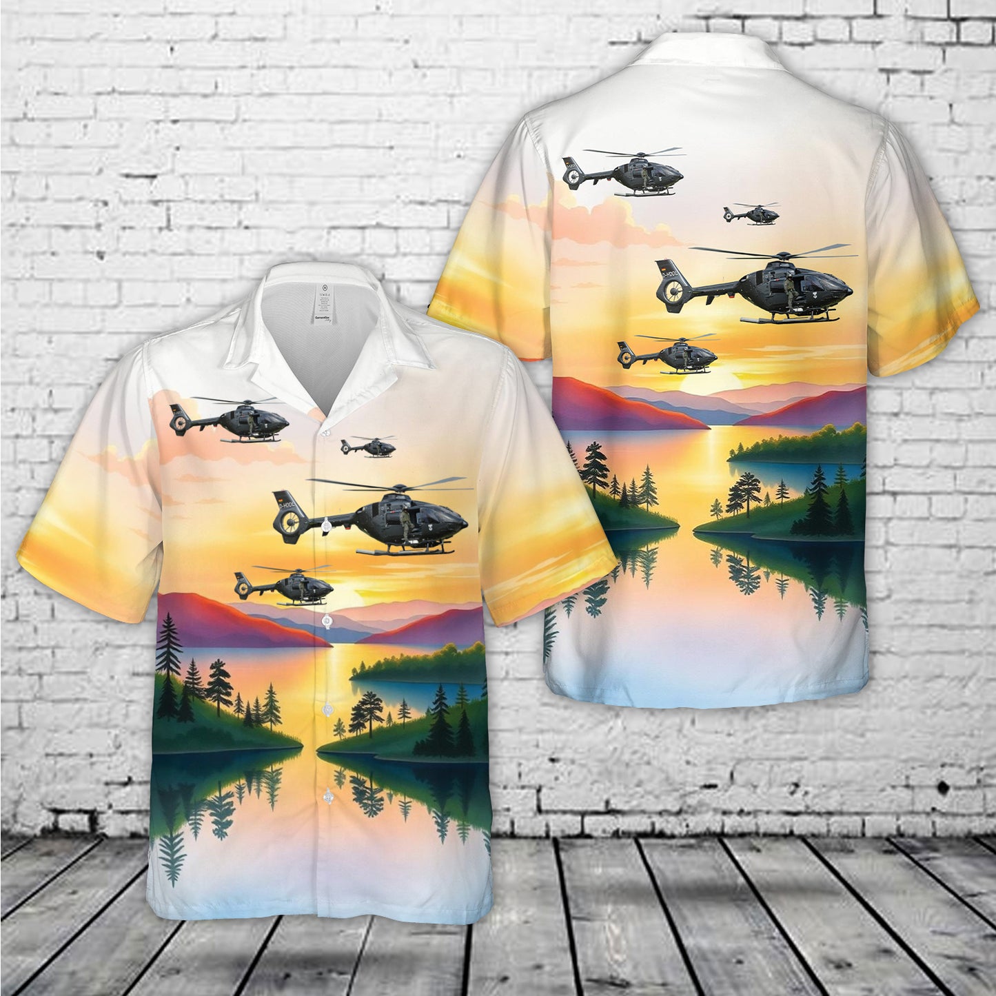 German Navy EC135 helicopter Hawaiian Shirt