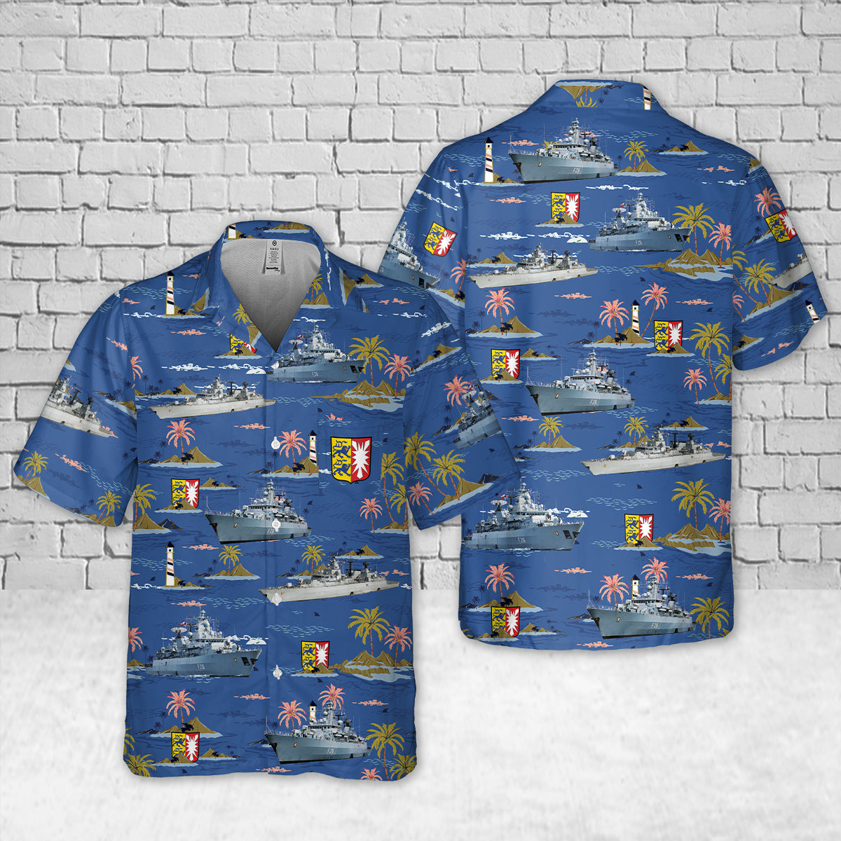 German Navy Frigate F 216 FGS Schleswig-Holstein Pocket Hawaiian Shirt