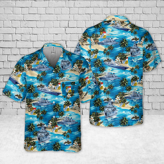 German Navy Frigate F 217 FGS Bayern Pocket Hawaiian Shirt