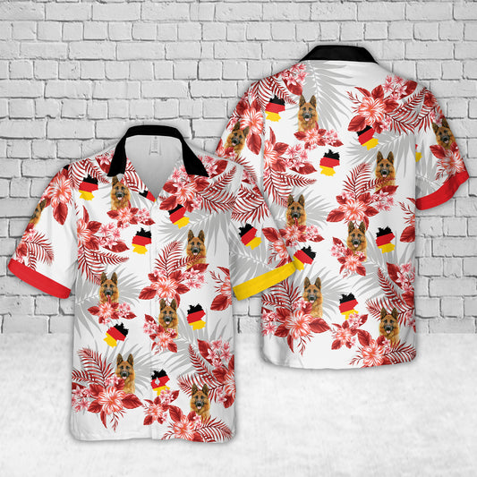 German Shepherd Germany Flag Hawaiian Shirt