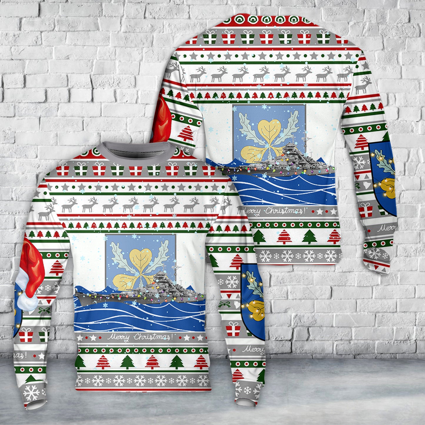 German battleship Bismarck Christmas AOP Sweater