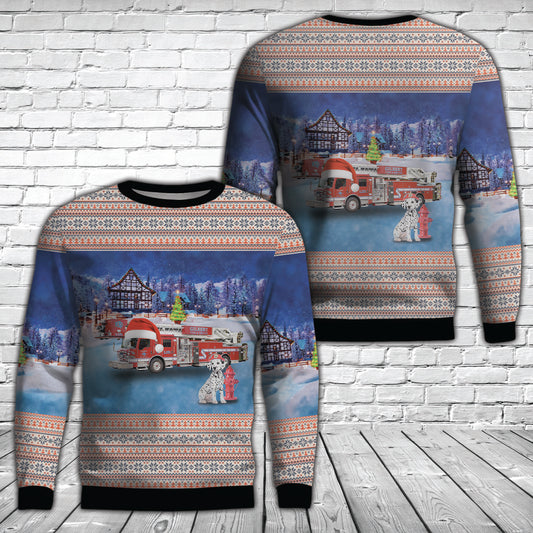 Gilbert, Arizona, Gilbert Fire & Rescue And Dalmatian Fire Dog Christmas AOP Sweater