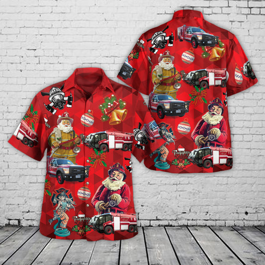 Gloucestershire, United Kingdom, RAF Fairford Fire Dept, 422nd Fire & Emergency Service Christmas Hawaiian Shirt
