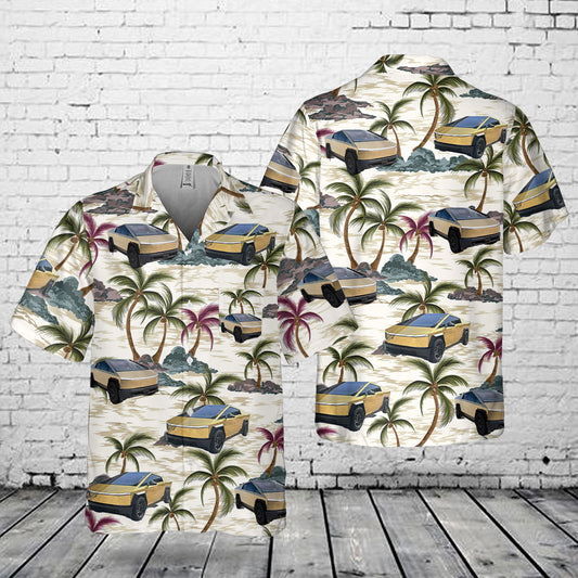 Gold Cybertruck Pocket Hawaiian Shirt