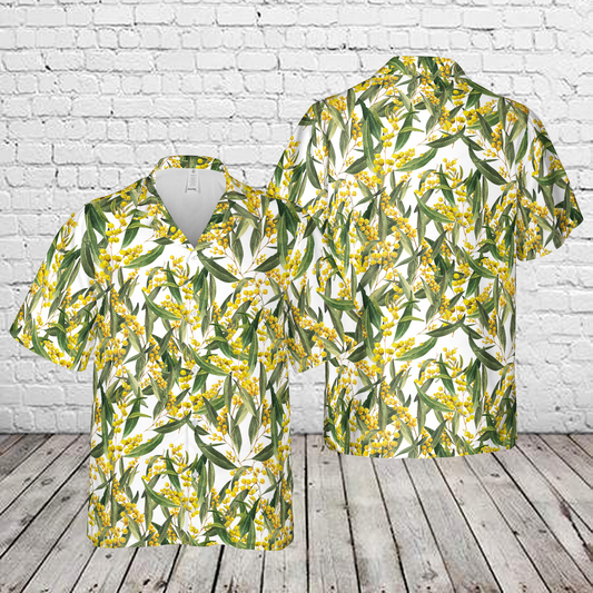 Golden Wattle (Acacia pycnantha)  Australia's National Flower Hawaiian Shirt