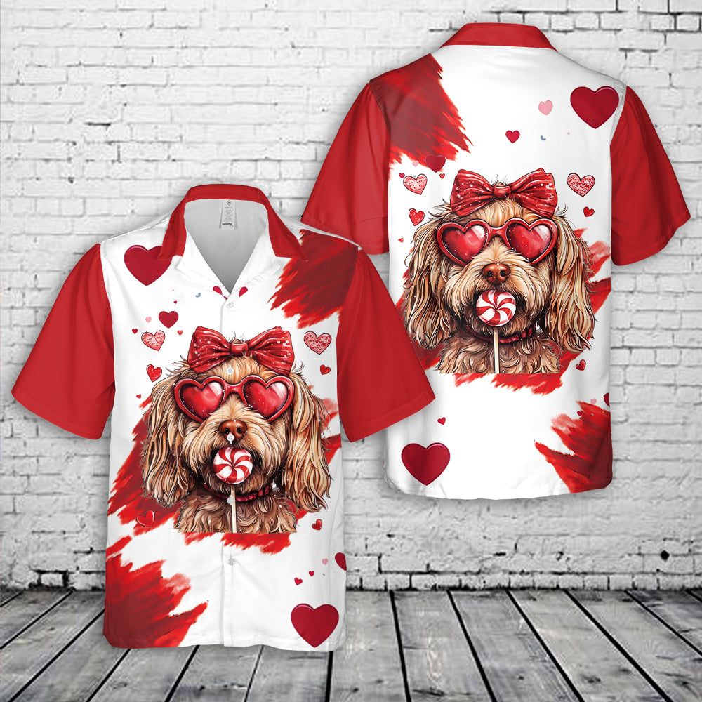 Goldendoodle Coquette Valentine's Day Hawaiian Shirt