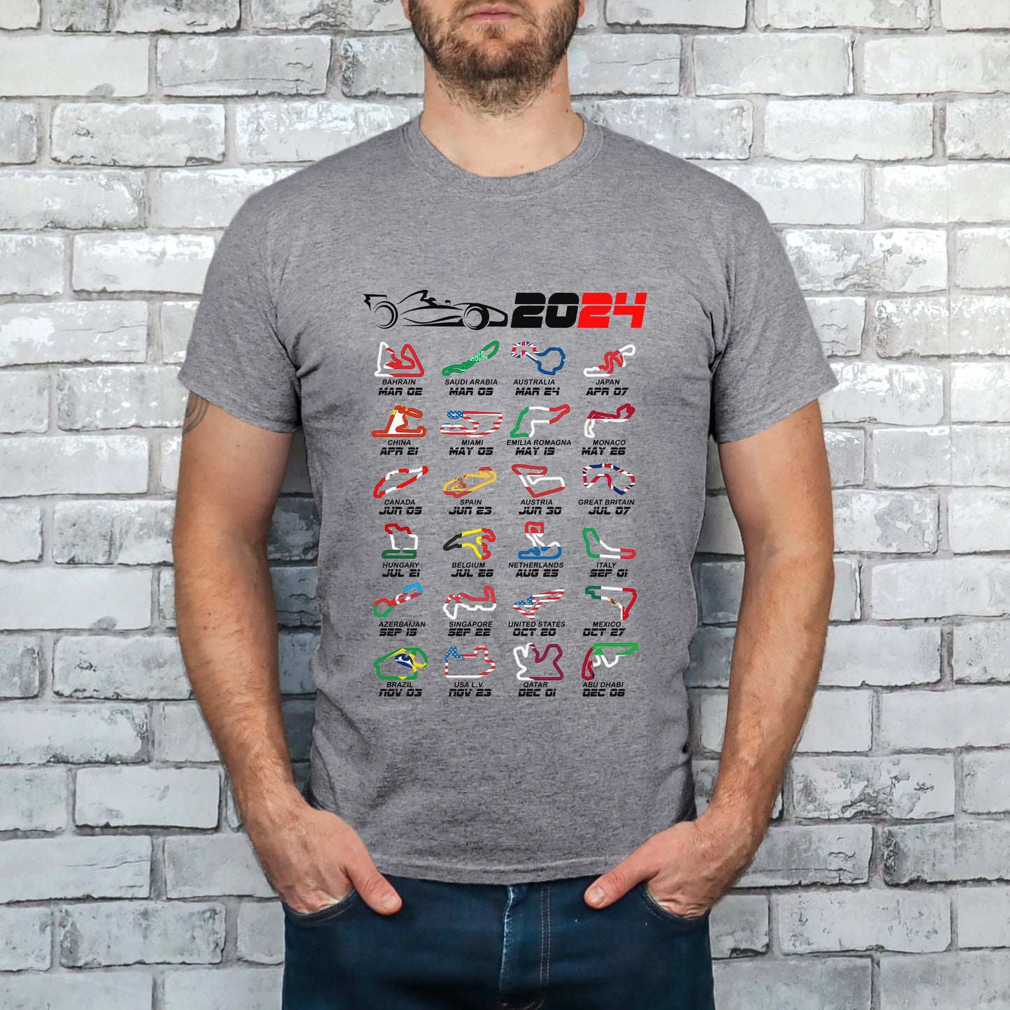 Formula one 1 Race track with Country Flag Classic Unisex T-Shirt Gildan 5000 (Made In US) DLQD1504PT03