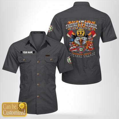 Custom Name New Port Richey, Florida, Pasco County Fire - Station 17 Cotton cargo shirt