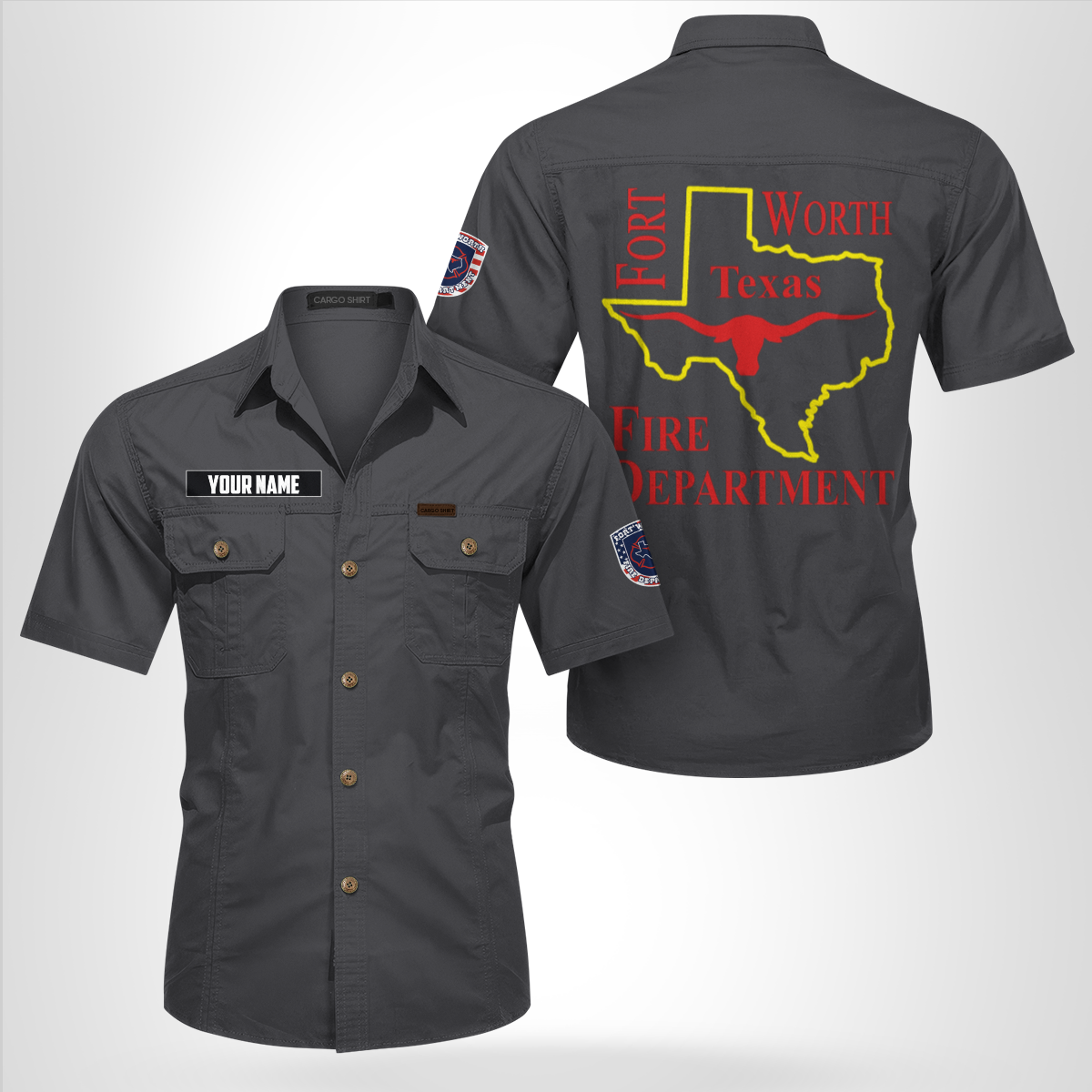 Custom Name Fort Worth, Texas, Fort Worth Fire Department Cotton cargo shirt