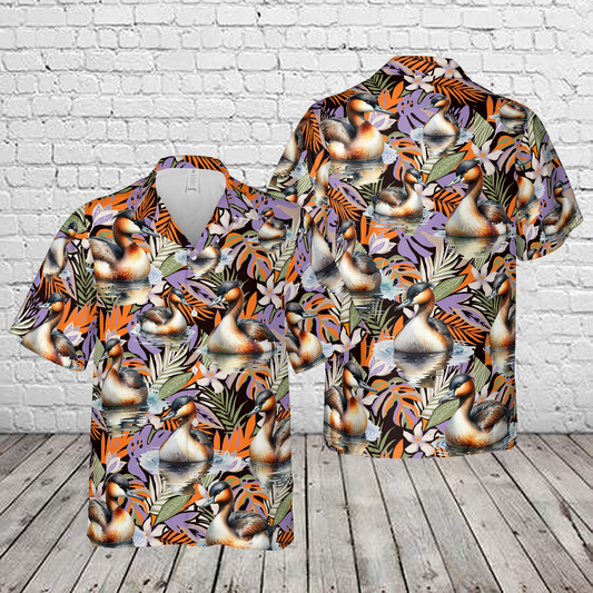 Grebe Bird Hawaiian Shirt